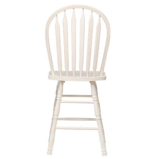 Sunset Trading Andrews Arrowback Windsor 24" Barstool | Antique White Solid Wood Counter Height Stool | Set of 2 DLU-ADW-B824-AW-2