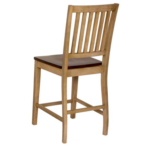 Sunset Trading Brook Slat Back Barstool | Two Tone Light Brown Wood | Set of 2 DLU-BR-B60-PW-2