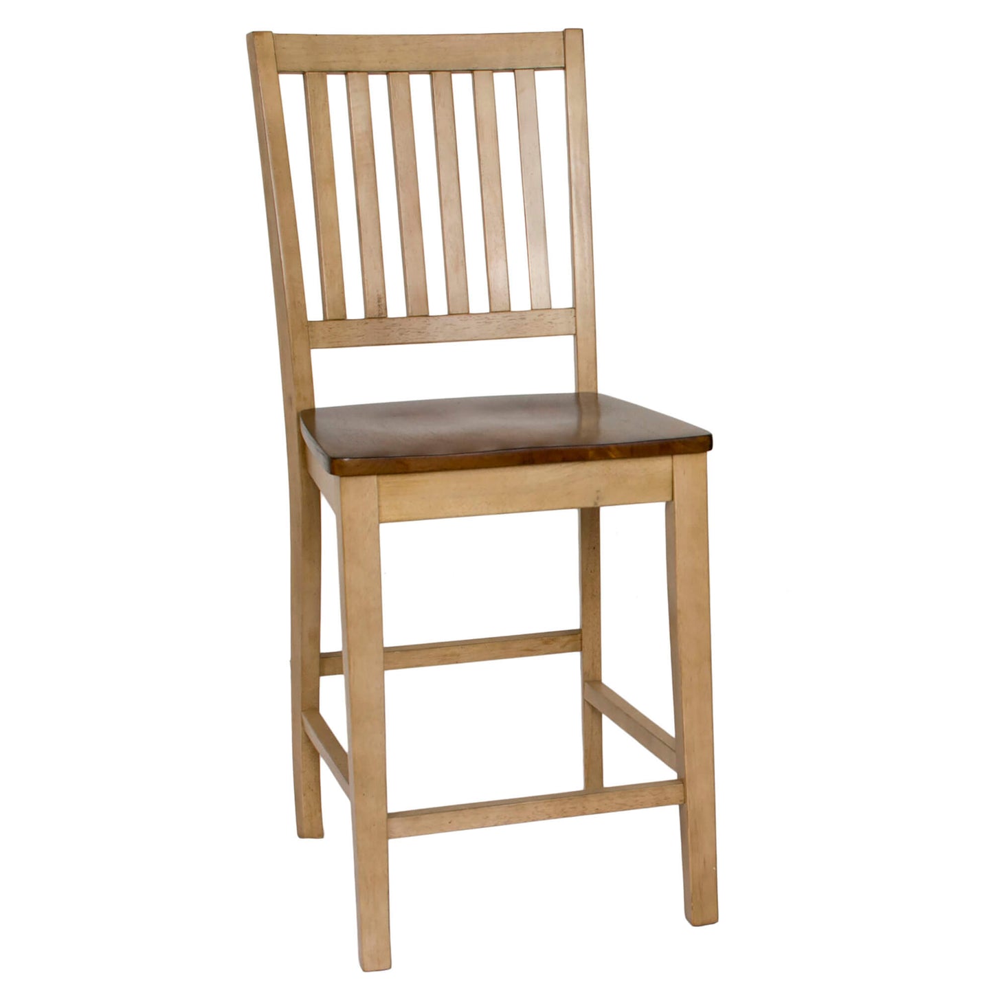 Sunset Trading Brook Slat Back Barstool | Two Tone Light Brown Wood | Set of 2 DLU-BR-B60-PW-2