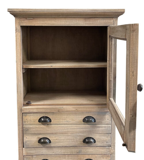 Sunset Trading Cottage 26" Solid Wood Tall Cabinet | Distressed Driftwood Brown CC-CHE149S-DW