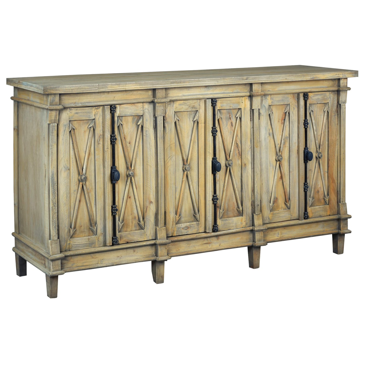 Sunset Trading Cottage 70" Arrow Credenza | Driftwood Brown Solid Wood CC-CAB1709S-DW