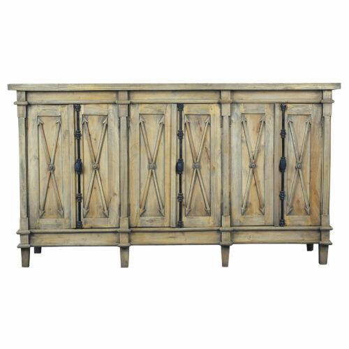 Sunset Trading Cottage 70" Arrow Credenza | Driftwood Brown Solid Wood CC-CAB1709S-DW