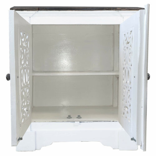 Sunset Trading Cottage Solid Wood Accent Cabinet | Two Doors with Storage | Distressed White/Driftwood Brown CC-CAB2272TLD-WWRW