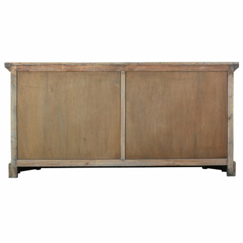 Sunset Trading Cottage 77" Window Pane Glass Door Display Credenza | Driftwood Brown Solid Wood CC-CAB924S-DW