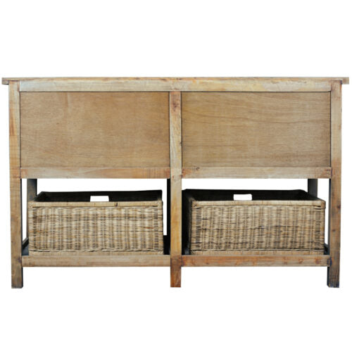 Sunset Trading Cottage 61" Double Bay Sideboard | Driftwood Brown Solid Wood CC-TAB228S-DW