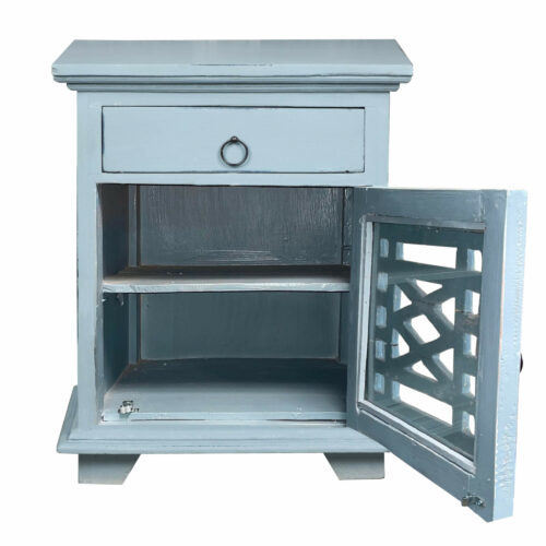 Sunset Trading Cottage Solid Wood Side or Night Table | Distressed Beach Blue Solid Wood CC-TAB808TLD-BB