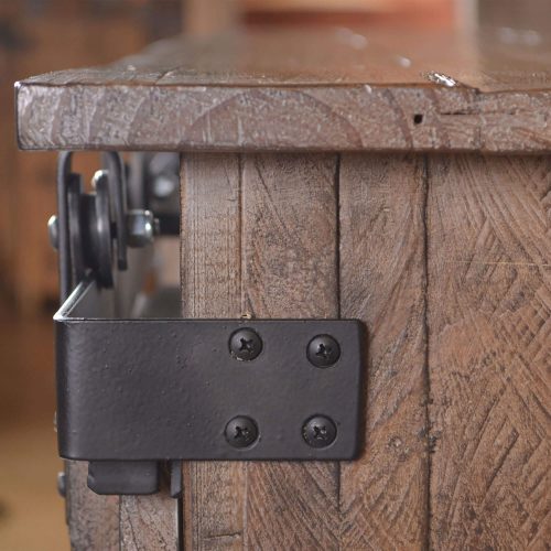 Sunset Trading Stowe Barn Door Console Rustic Gray Solid Wood HH-2115-060