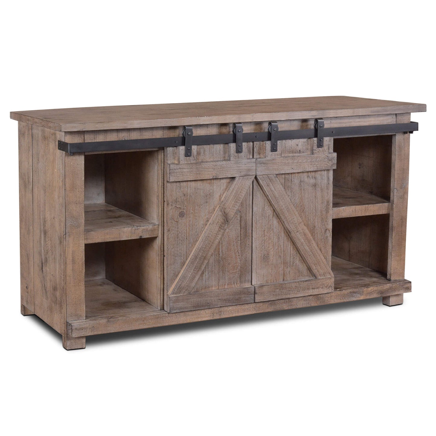 Sunset Trading Stowe Barn Door Console Rustic Gray Solid Wood HH-2115-060
