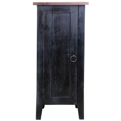 Sunset Trading Cottage 1 Door Accent Cabinet | Distressed Black/Savage Brown Solid Wood CC-TAB1025TLD-ABSV