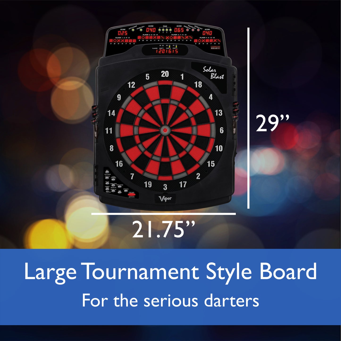 GLD Viper Solar Blast Electronic Dartboard, 15.5" Regulation Target 42-1021