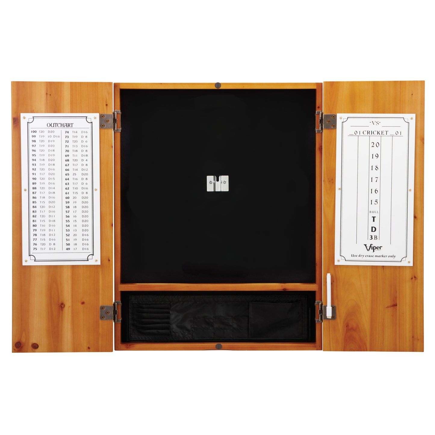 GLD Viper Metropolitan Steel Tip Dartboard Cabinet, Viper Razorback Sisal Dartboard, Viper Underground Raven Steel Tip Darts 25 Grams, and Viper Vinyl Dart Mat