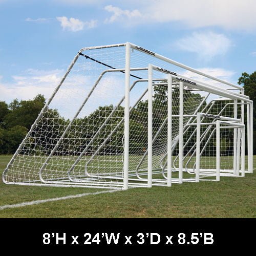 CLUB Portable Soccer Goals, 3" Round Aluminum, Official Size 37810