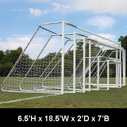 CLUB Portable Soccer Goals, 3" Round Aluminum, 6.5'H x 18.5'W 37812