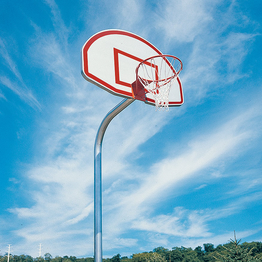 Jaypro Basketball System ‐ Gooseneck (3‐1/2 in. Pole with 36 in. Offset) ‐ 54 in. Aluminum Fan ‐  Single Rim Goal