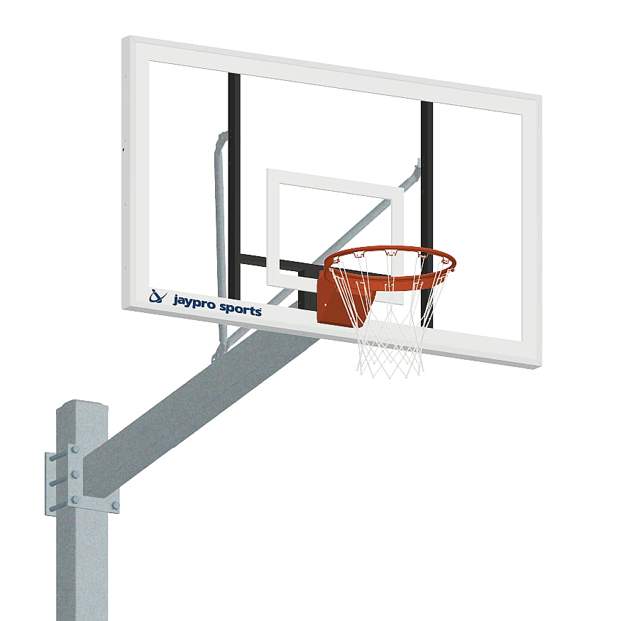 Jaypro Basketball System ‐ Titan™ ‐ Galvanized (6 in. x 6 in. Pole with 6 ft. Offset) ‐ 72 in. Acrylic Backboard ‐ Flex Rim Goal 660‐AC‐FR