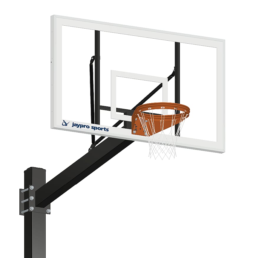 Jaypro Basketball System ‐ Titan™ (Powder Coated) Black (6 in. x 6 in. Pole with 6 ft. Offset) ‐ 72 in. Acrylic Backboard ‐ Playground Goal 770‐AC‐UG