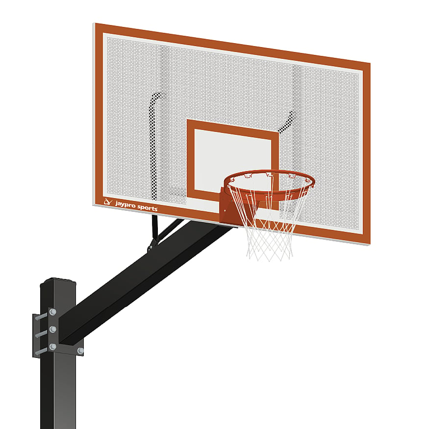 Jaypro Basketball System ‐ Titan™ (Powder Coated) Black (6 in. x 6 in. Pole with 6 ft. Offset) ‐ 72 in. Perforated Steel Backboard ‐ Flex Rim Goal 770‐PF‐FR