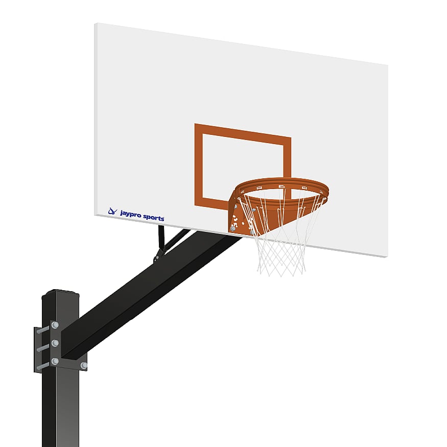 Jaypro Basketball System ‐ Titan™ (Powder Coated) Black (6 in. x 6 in. Pole with 6 ft. Offset) ‐ 72 in. Steel Backboard ‐ Playground Goal (Surface Mount) 772‐RS‐UG