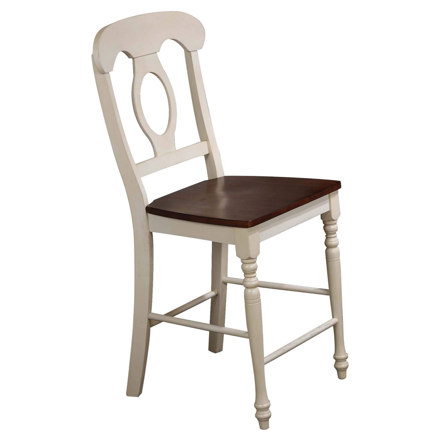 Sunset Trading Andrews Napoleon Barstool | Antique White and Chestnut Brown | Set of 2 DLU-ADW-B50-AW-2