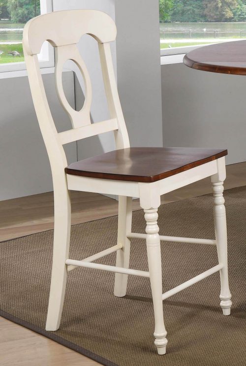 Sunset Trading Andrews Napoleon Barstool | Antique White and Chestnut Brown | Set of 2 DLU-ADW-B50-AW-2