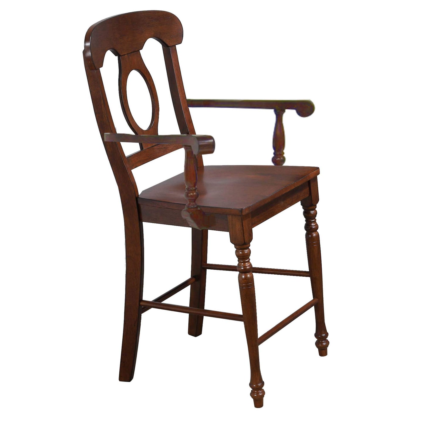 Sunset Trading Andrews Napoleon Barstool with Arms | Chestnut Brown | Set of 2 DLU-ADW-B50A-CT-2