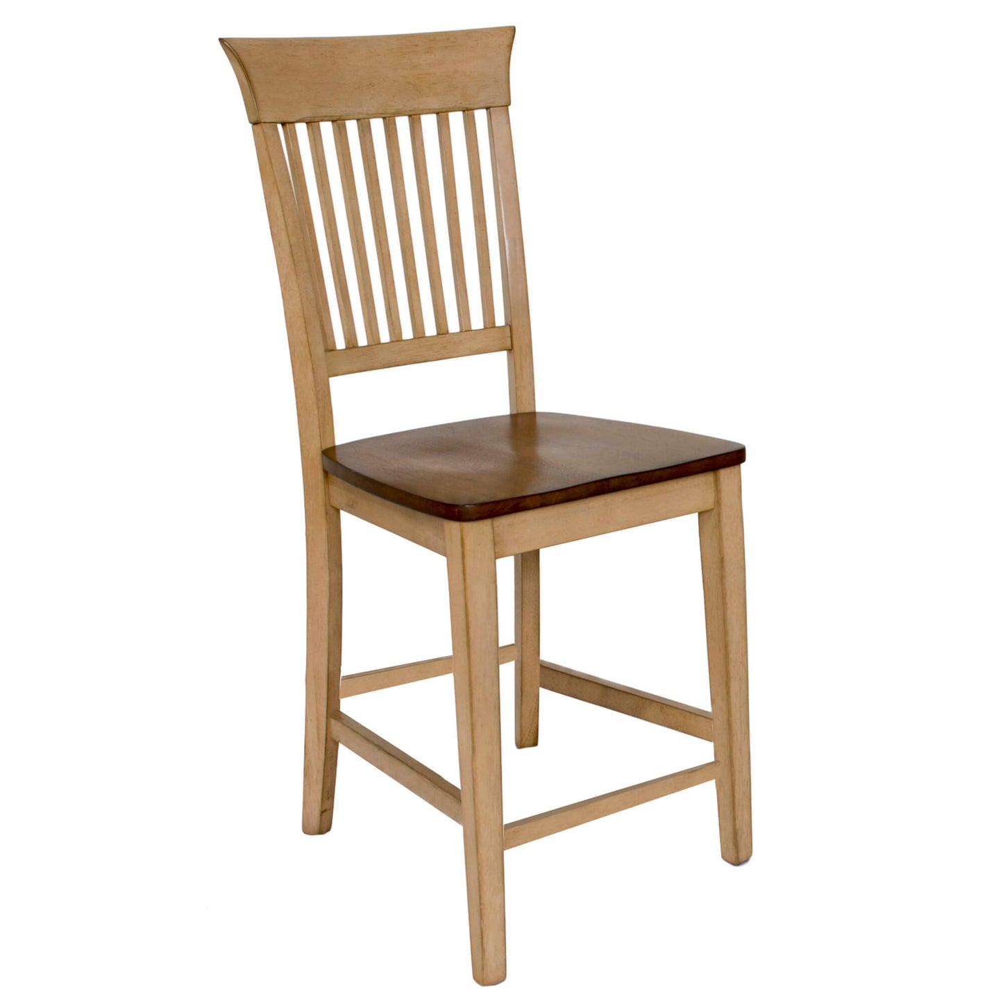 Sunset Trading Brook Fancy Slat Barstool | Two Tone Light Brown Wood | Set of 2 DLU-BR-B70-PW-2