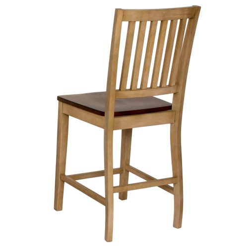 Sunset Trading Brook Slat Back Barstool | Two Tone Light Brown Wood |  Set of 2 DLU-BR-B60-PW-2