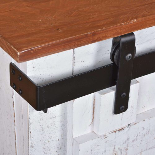 Sunset Trading Stowe Barn Door Console Rustic White and Brown Solid Wood HH-2130-060