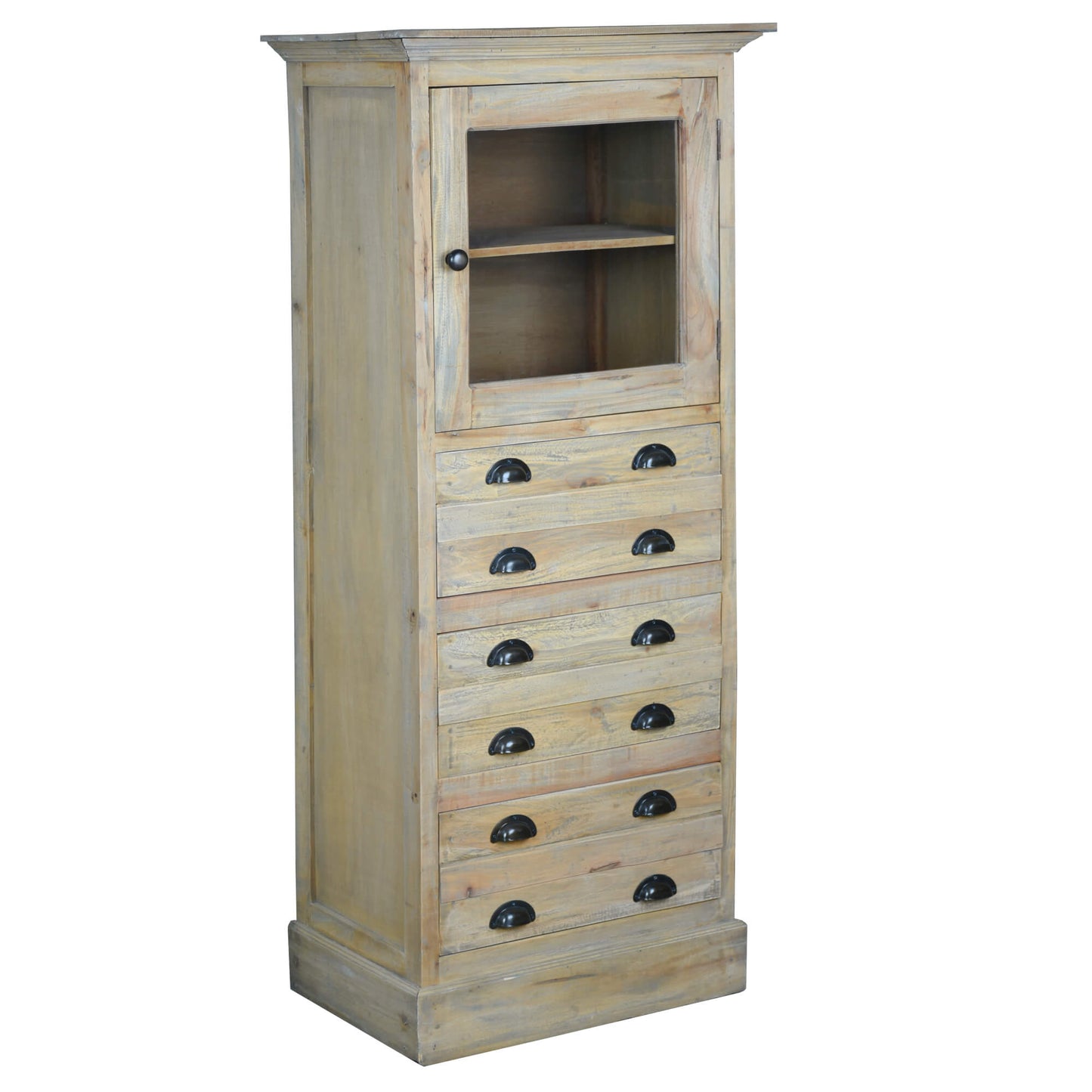 Sunset Trading Cottage 26" Solid Wood Tall Cabinet | Distressed Driftwood Brown CC-CHE149S-DW