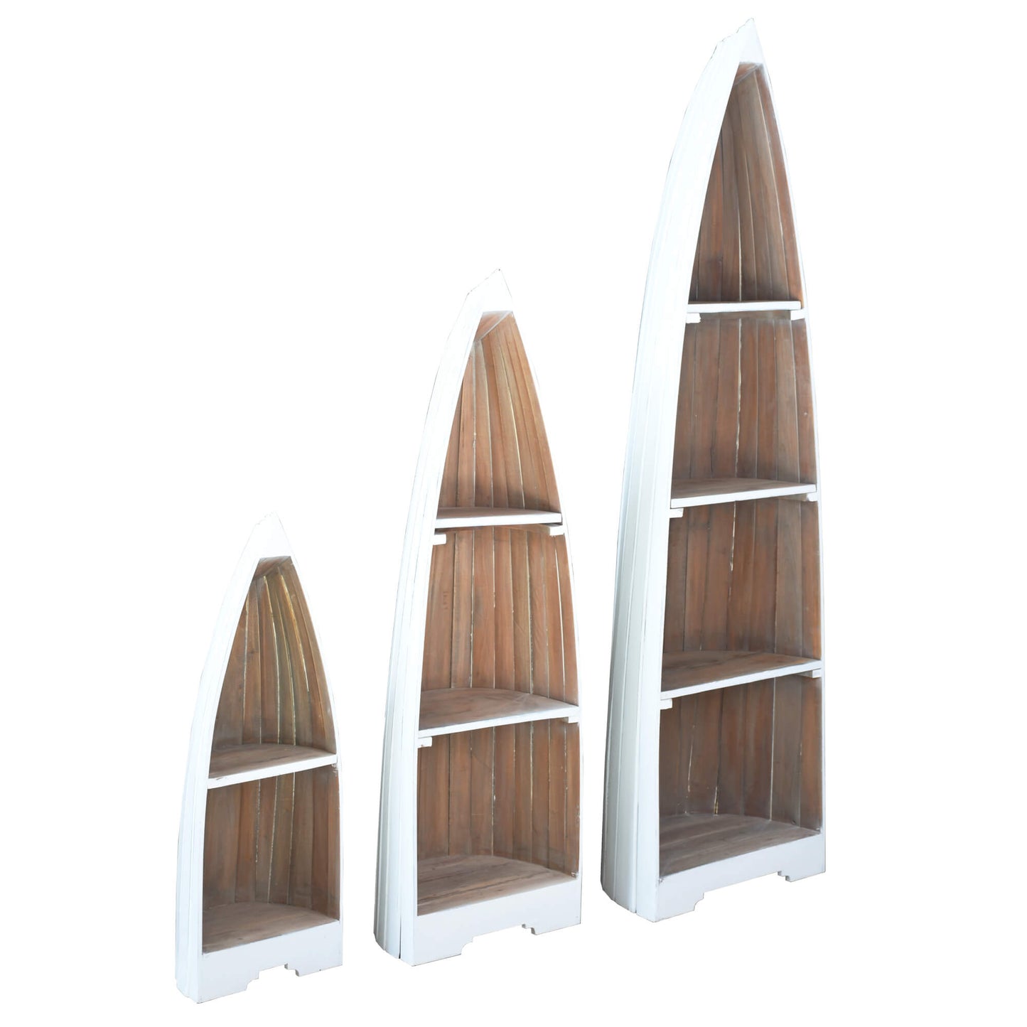 Sunset Trading Cottage 3 Piece Boat Shaped Freestanding Shelves | White/Driftwood Brown Solid Wood CC-CAB1920TLD-WWDW