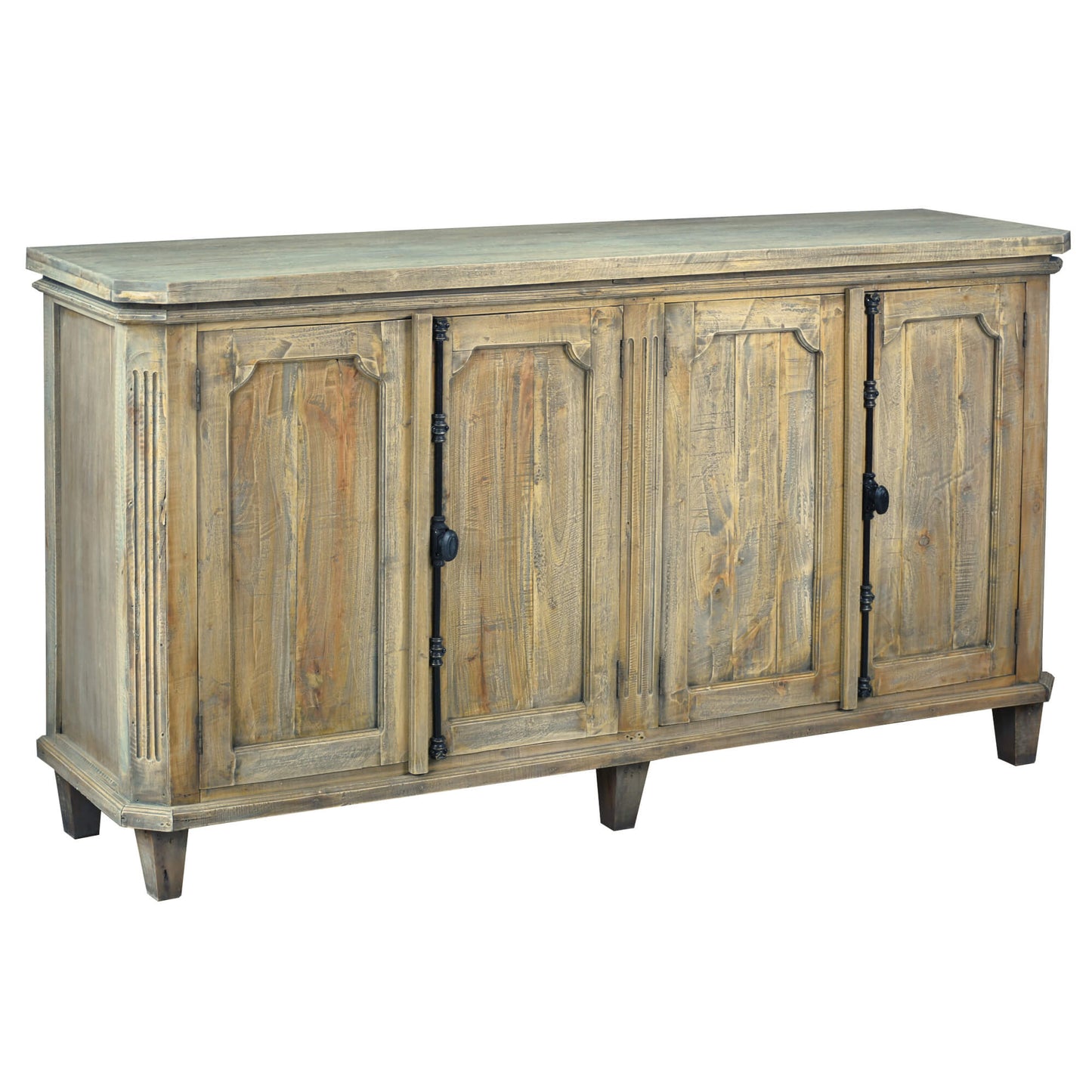 Sunset Trading Cottage 71" Panel Door Credenza | Driftwood Brown Solid Wood Sideboard CC-CAB291S-DW