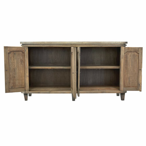 Sunset Trading Cottage 71" Panel Door Credenza | Driftwood Brown Solid Wood Sideboard CC-CAB291S-DW