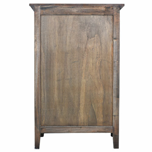 Sunset Trading Cottage Solid Wood Deco Carved Hall Cabinet | Distressed Black/Raftwood Brown Solid Wood CC-CAB1195TLD-BWRW