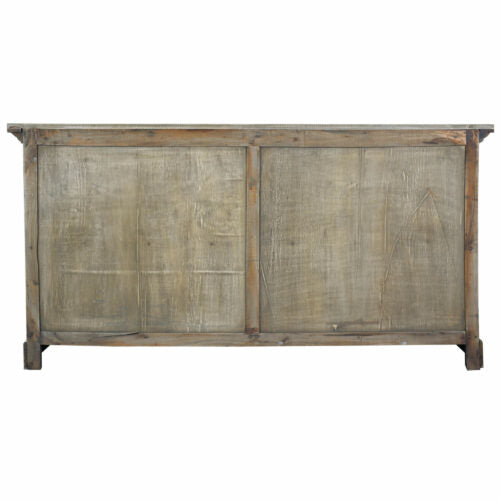 Sunset Trading Cottage 71" Curved Glass Door Sideboard | Driftwood Brown Solid Wood Credenza CC-CAB1705S-DW