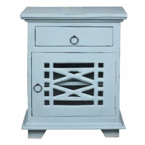 Sunset Trading Cottage Solid Wood Side or Night Table | Distressed Beach Blue Solid Wood CC-TAB808TLD-BB