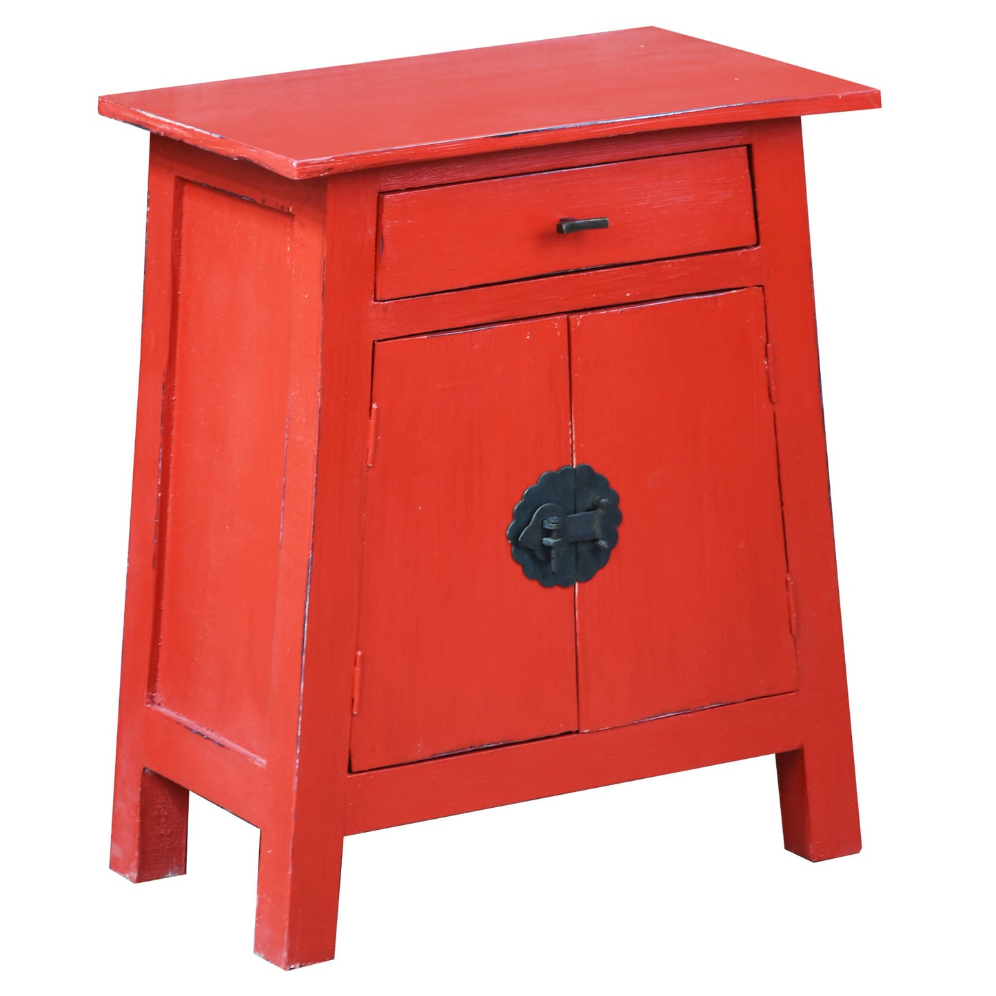 Sunset Trading Cottage Solid Wood Zen End Table | Distressed Red Nightstand CC-CHE206LD-RD