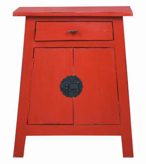 Sunset Trading Cottage Solid Wood Zen End Table | Distressed Red Nightstand CC-CHE206LD-RD