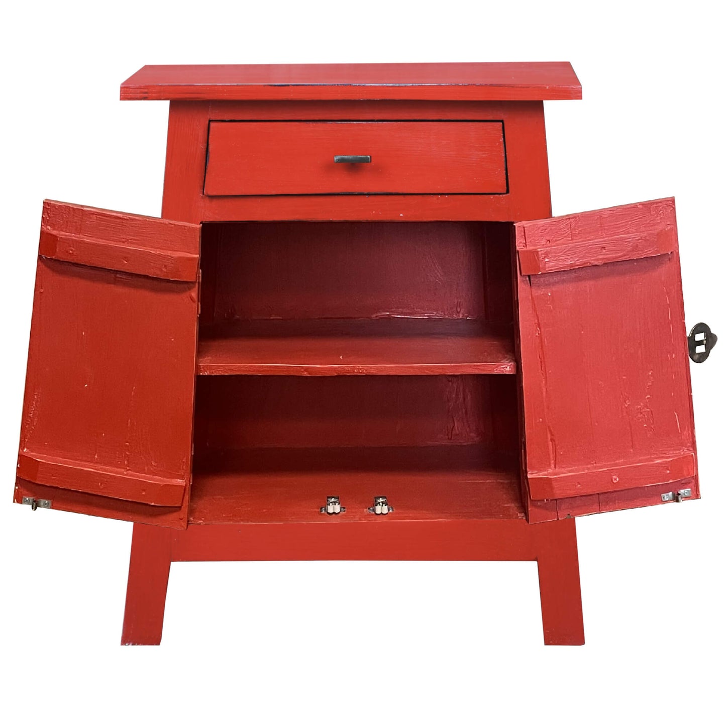 Sunset Trading Cottage Solid Wood Zen End Table | Distressed Red Nightstand CC-CHE206LD-RD