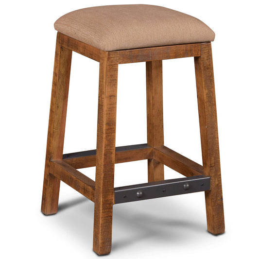 Sunset Trading Rustic City 24" Barstool | Upholstered Seat | Backless Counter Stool HH-8366-024