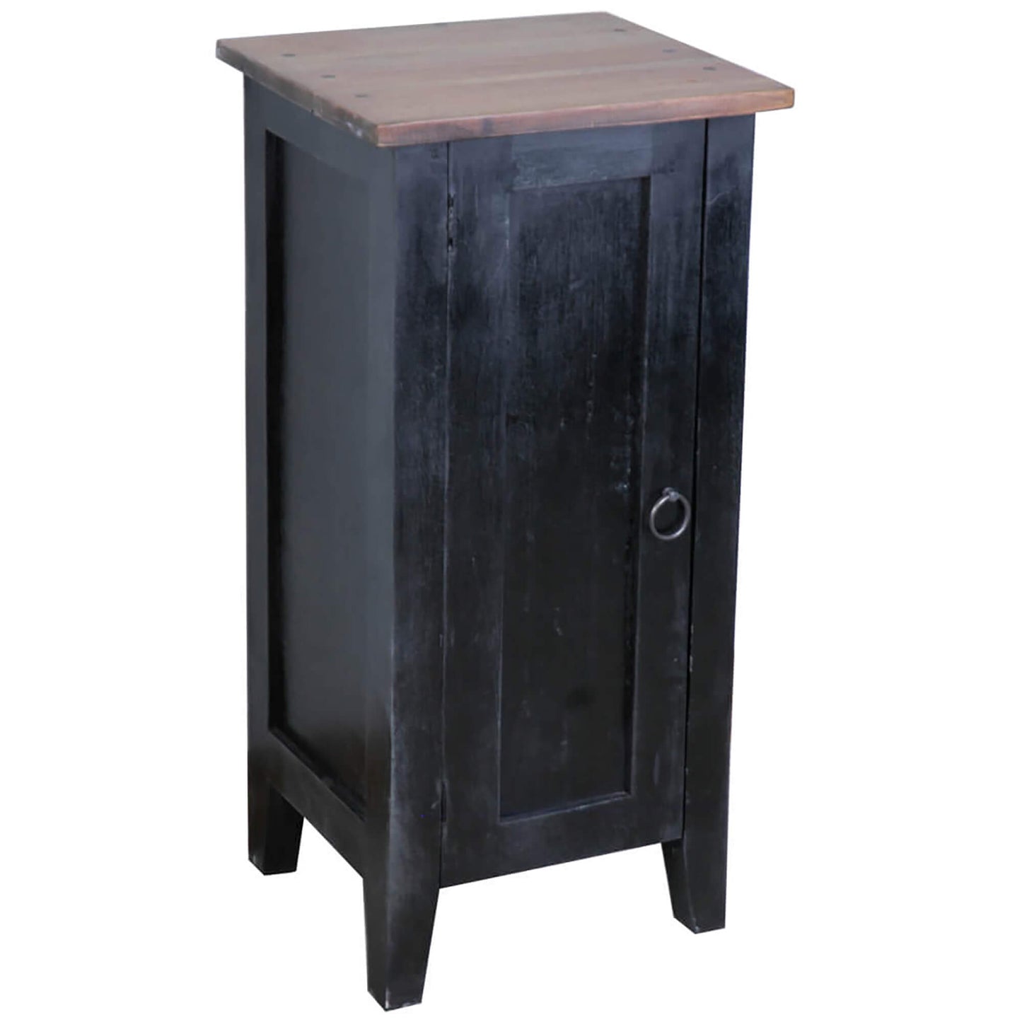 Sunset Trading Cottage 1 Door Accent Cabinet | Distressed Black/Savage Brown Solid Wood CC-TAB1025TLD-ABSV