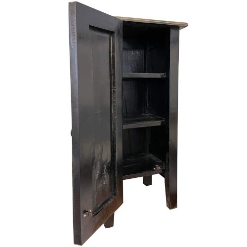 Sunset Trading Cottage 1 Door Accent Cabinet | Distressed Black/Savage Brown Solid Wood CC-TAB1025TLD-ABSV