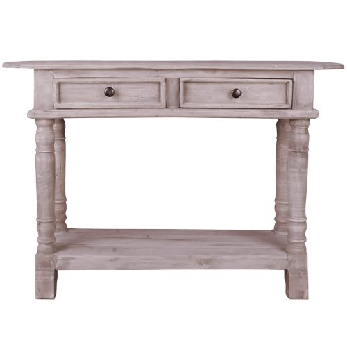 Sunset Trading Cottage Console Table | Natural Limewash Solid Wood CC-TAB2287S-LW