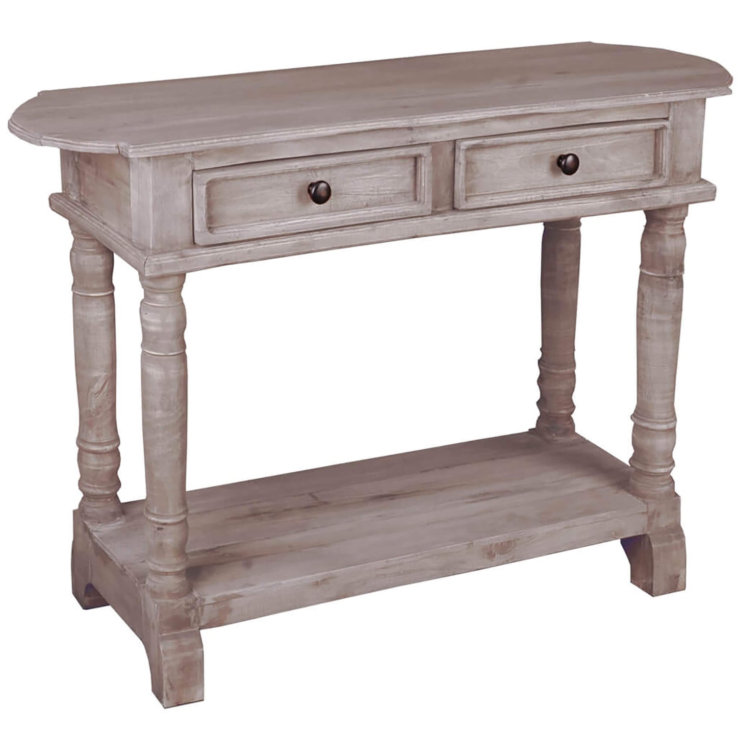 Sunset Trading Cottage Console Table | Natural Limewash Solid Wood CC-TAB2287S-LW