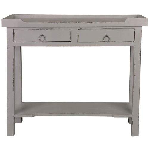 Sunset Trading Cottage Console Sofa Table | 2 Drawers Shelf | Antique Gray Solid Wood CC-TAB2284LD-AG