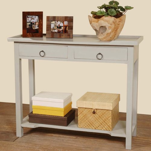 Sunset Trading Cottage Console Sofa Table | 2 Drawers Shelf | Antique Gray Solid Wood CC-TAB2284LD-AG