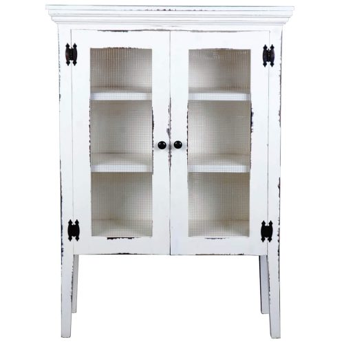 Sunset Trading Cottage 2 Door Accent Cabinet | Distressed White Solid Wood CC-CAB1282LD-WW