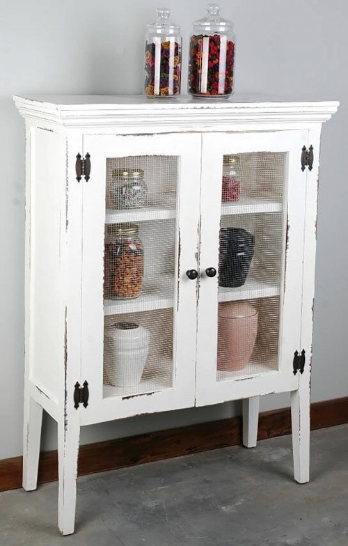 Sunset Trading Cottage 2 Door Accent Cabinet | Distressed White Solid Wood CC-CAB1282LD-WW