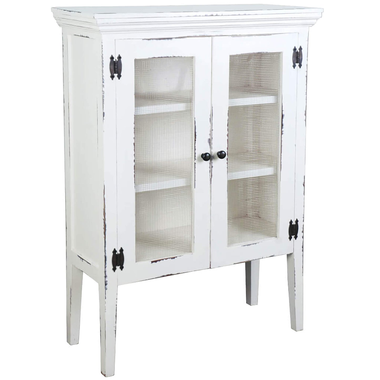 Sunset Trading Cottage 2 Door Accent Cabinet | Distressed White Solid Wood CC-CAB1282LD-WW