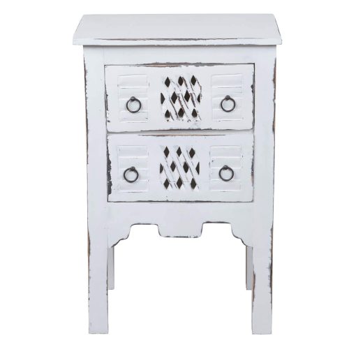 Sunset Trading Cottage End Table | Distressed White Solid Wood CC-TAB098LD-WW