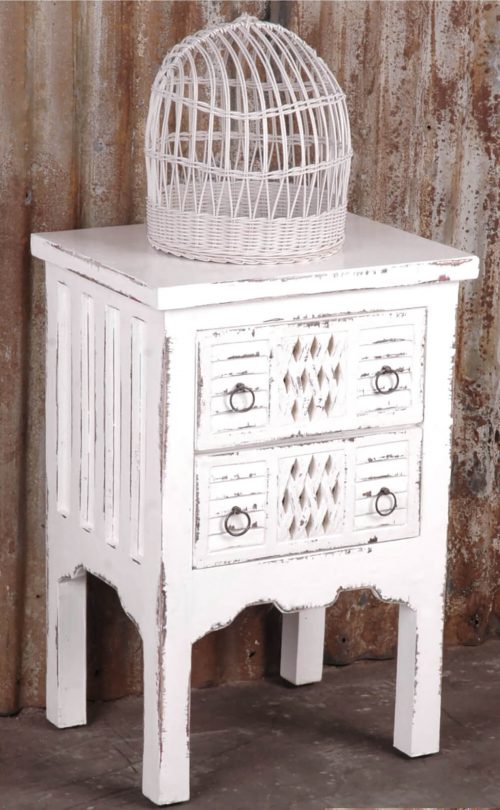 Sunset Trading Cottage End Table | Distressed White Solid Wood CC-TAB098LD-WW